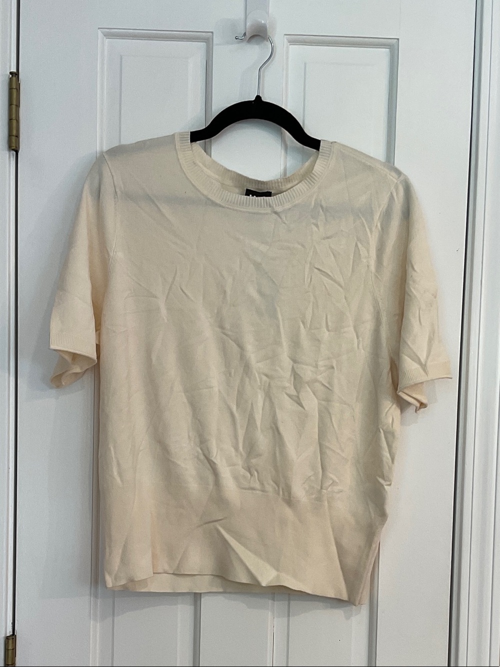 INC International Concepts Cream Short Sleeve Knit Tee